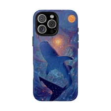 For iPhone / Galaxy / Pixel | Phone Ink Case - Shark Cosmic Sea Vibrant Blue