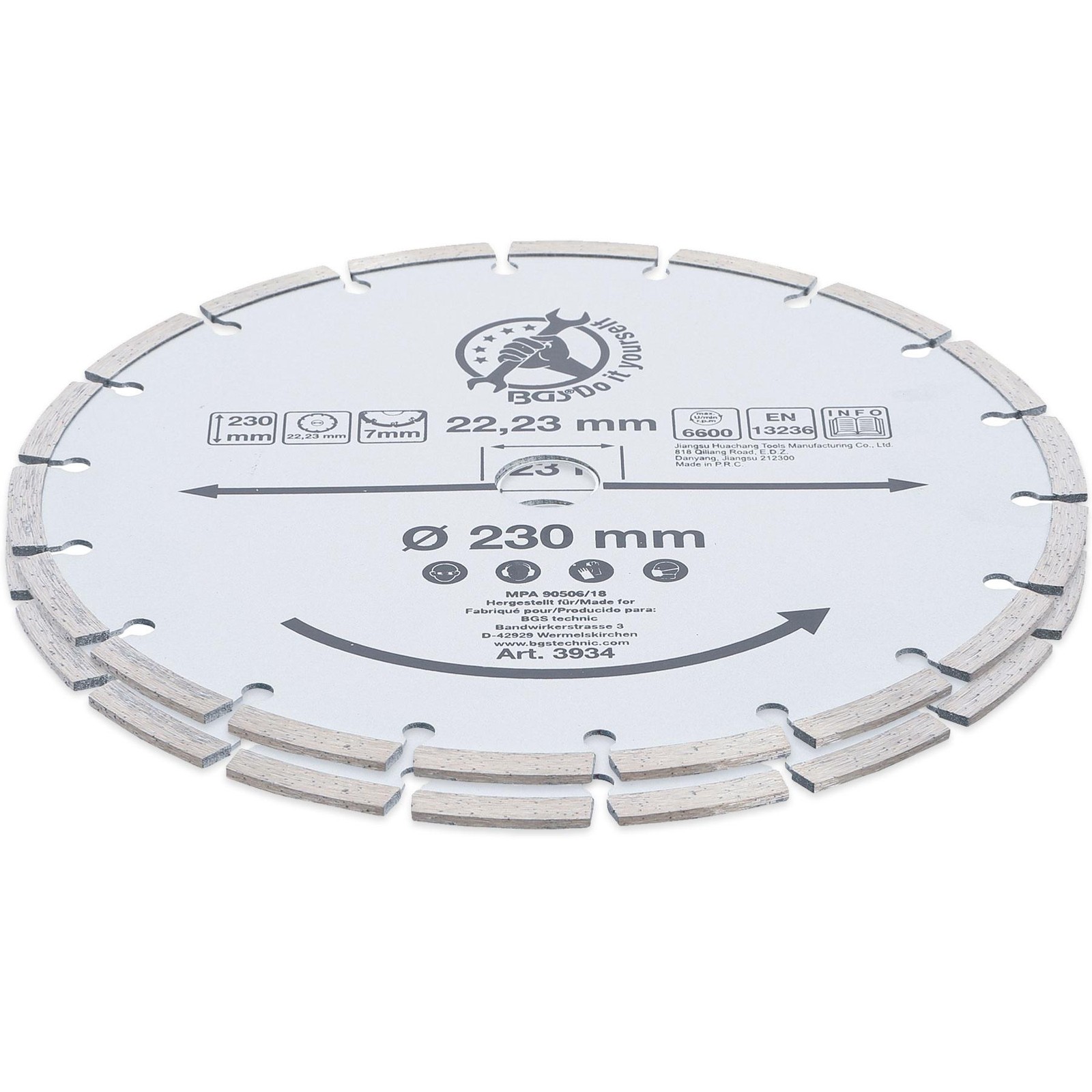 Disque diamant 230 mm BGS à segment segmenté pour une coupe rapide du béton - 2