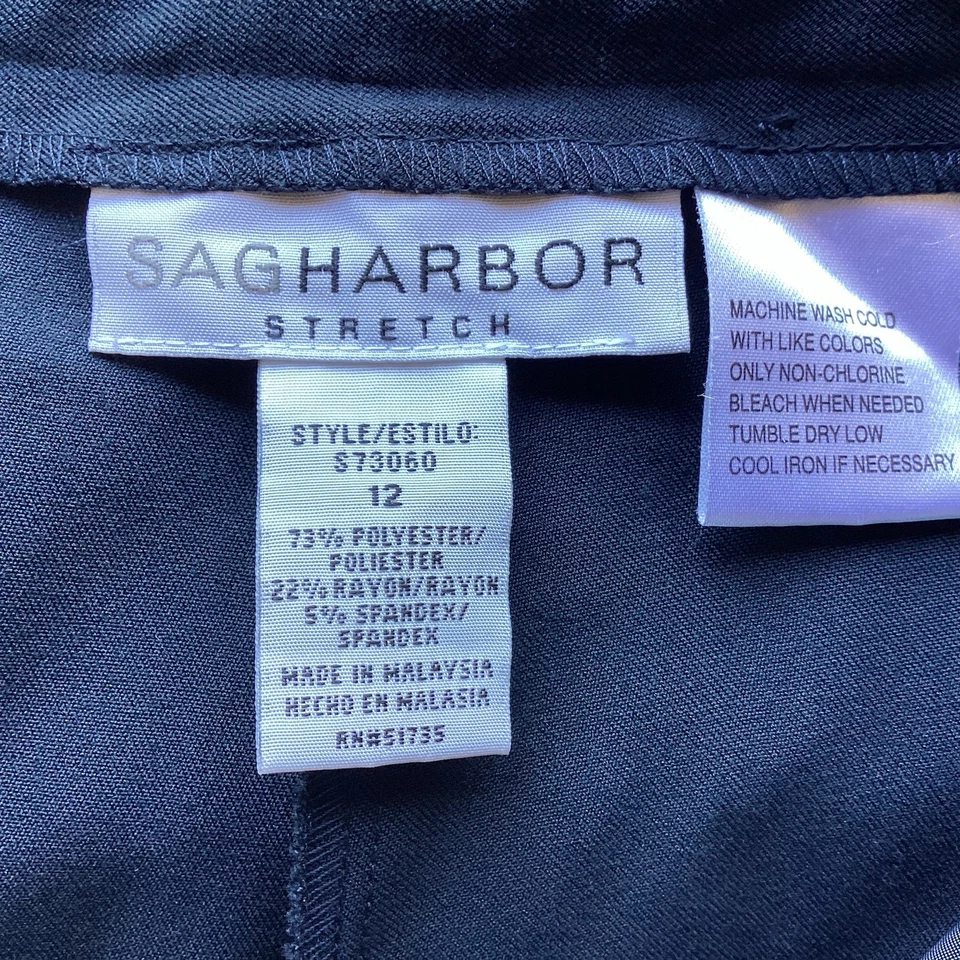 Pantalón de vestir SAG Harbor elástico pierna recta cintura elástica alta 12 azul para mujer 30x41 Foto 4 de 4