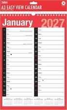 2027 Wall Calender A3 Large Print Monthly Planner