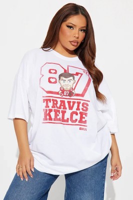 NFLPA Womens Plus Size Travis Kelce Chiefs Swagger White Tee Shirt New 2X