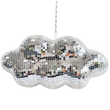 Disco Ball Cloud Shaped, Cute Hanging Party Mirror Decor with Chain, Retro Li...