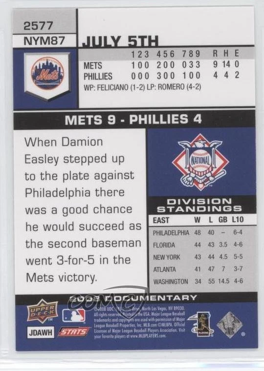 2008 Upper Deck Documentary John Maine #2577 - Image 2 of 2