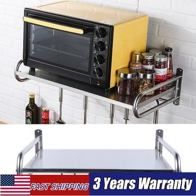 Microwave Oven Rack Wall-Mount Kitchen Shelf Shelves Counter New Stainless Steel