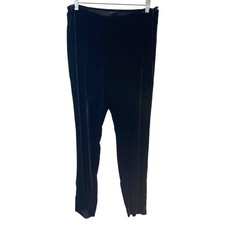 Eileen Fisher Black Velvet Stretch Side Zipper Pants Women L Soft Quiet Luxury