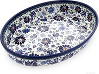 Bunzlauer Keramik Auflaufform / Gratinform Oval 31X22X5,5 Cm Dekor DU126