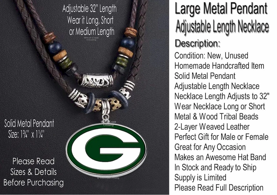 COLLAR GRANDE GREEN BAY PACKERS Metal Equipo Logo Tribal 32" NFL Fútbol ¡LO ÚLTIMO! Foto 3 de 4