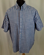 Blue Harbour Striped Cotton Shirt Short Sleeve Smart Casual Blue XL A5356