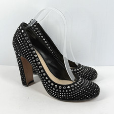Prada Suede Studded Pumps Heels Black 39 Designer Bling Whimsigoth Italy Witchy