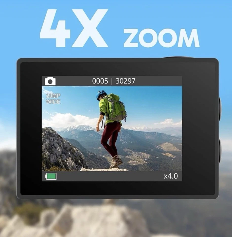 New AKASO EK7000 4K Action Camera + 128GB SD Card, Waterproof, Remote, WiFi - Image 3 of 4