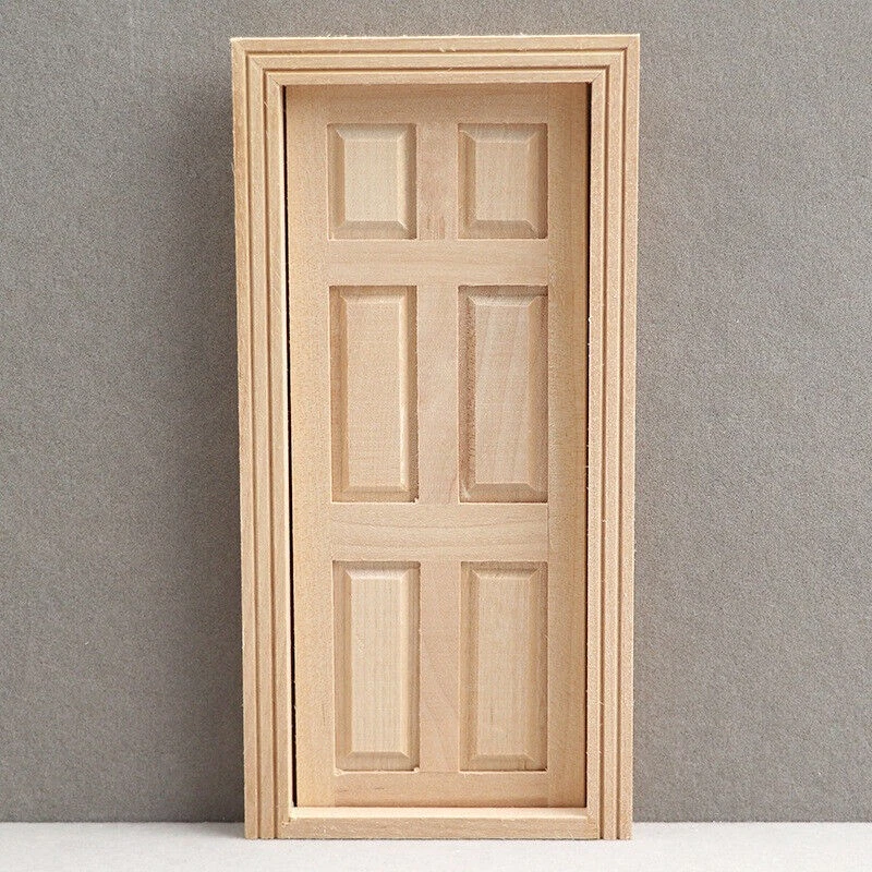 2x Dollhouse 1:12 Miniature Plain Interior Door DIY Wooden Furniture Accessories - Image 3 of 4