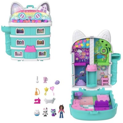 Polly Pocket x Gabbys Dollhouse Compact, Micro Dolls and Playset, 9 Themed Acces