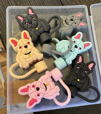 #ad New Set 6 French Bulldog Stanley Water Bottle Accessories $20.00
