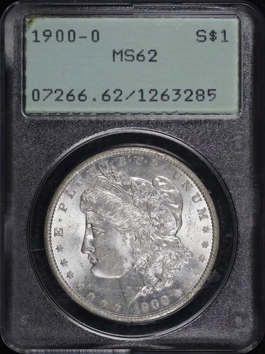 1900-O Morgan Dollar PCGS MS-62 Old Green Rattler Holder