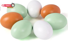 Sallyfashion 7 Pcs Wooden Fake Eggs, 3 Colors Wood Fake Chicken Nesting Eggs for
