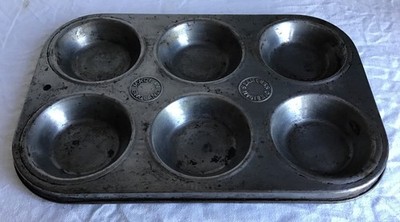 Vintage NAHTLOSES HYGENISCHES 6 Schlitz Brötchen Kuchen Backblech.
