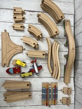 49 Piece Lot Wooden Railway Train Tracks Curves Straight Bridge Thomas