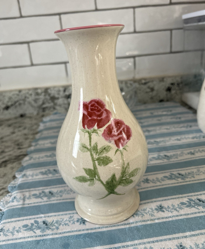 Papel Giftware Ceramic Flower Vase Cream Red Rose Floral Thailand
