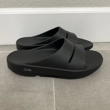 Oofos OOahh Mens 7/Womens 9 Black Slides Outdoor Slip On Sandals Shoes