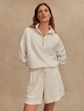 Varley Alder High Rise Short 5.5 in Ivory Marl, Size Small