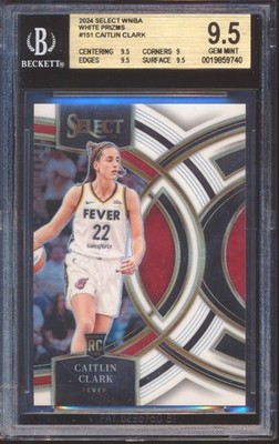 2024 PANINI SELECT CAITLIN CLARK #151 WHITE PRIZM ROOKIE 92/99 BGS 