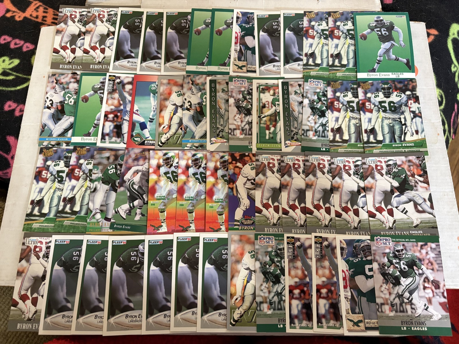 (65) Byron Evans Football Cards Base Philadelphia Eagles Lot Collection