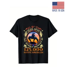 Native American Heritage Graphic T-Shirt - Unisex Black Cotton Tee with "Trail o