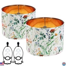 Farmhouse Lamp Shade Set of 2 - Vintage Barrel Drum Style, 11.8" Width x 5"