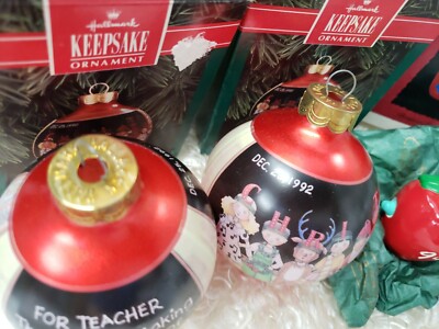 Lot De 4 Ornements Hallmark Keepsake Teacher Vintage - Années 1990