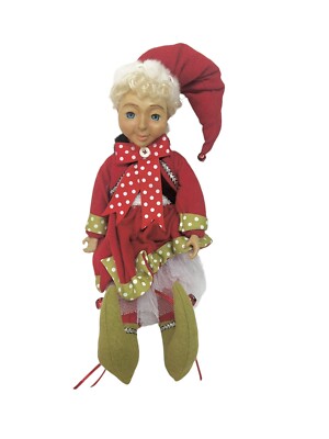 Mark Robert s? Christmas Elf Pixie Shelf Sitter Holidays Boy Freckles Blond Curl