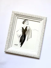 Original painting Fashion Illustration Sketch signed framed