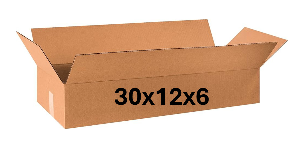 30" x 12" x 6" CARDBOARD BOX -200 lb -  SINGLE BOX