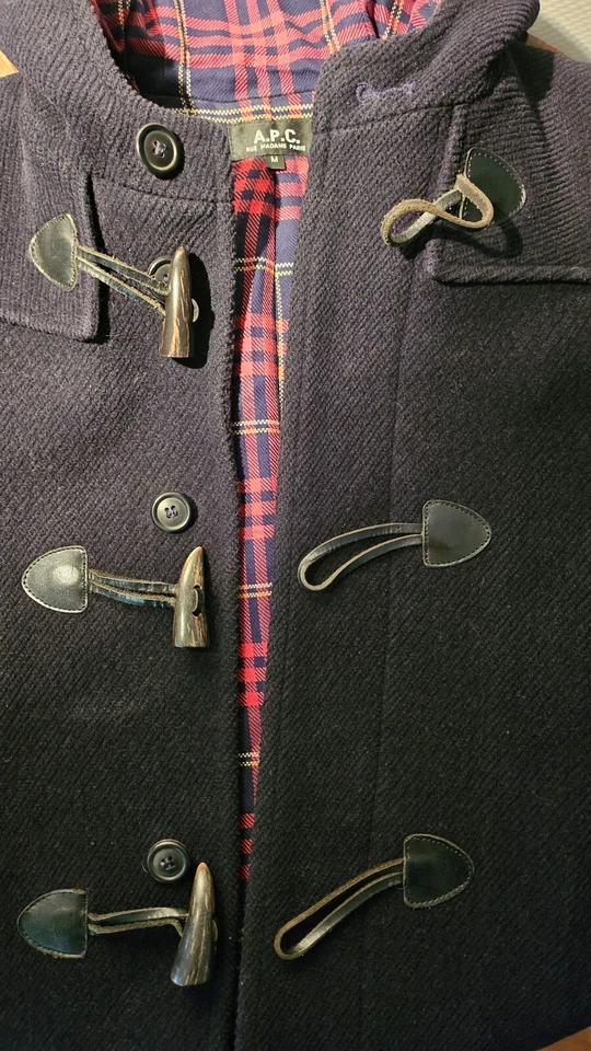 A.P.C. Mantel / Dufflecoat, Damen Größe M, blau mit Karofutter - Bild 4 von 4