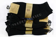 9-11, 10-13 Soft Casual Cotton Spandex Ankle Black Comfort Socks 3, 6 & 12 Pairs