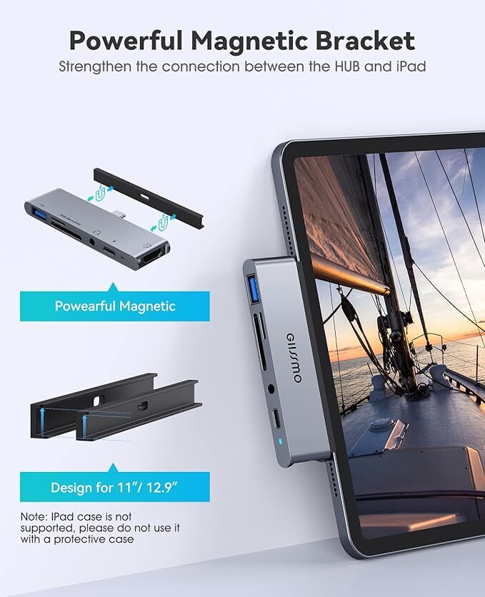 IPad Pro USB C Hub Adapter 6-in-1 For 2018-2020 12.9/11 Inch Models - Foto 9