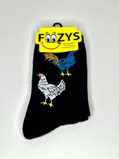Foozys Calcetines, Negro, Diseño Pollo y Gallo, Zapato Talla 4-10