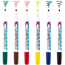 Marvy Uchida 6 GRAFFITI FABRIC MARKERS Permanent for Clothing & Home Decor HQ