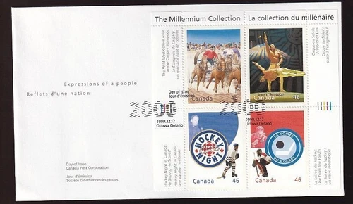 Canada FDC 1999 Millennium Entertainment pane of 4, sc#1819