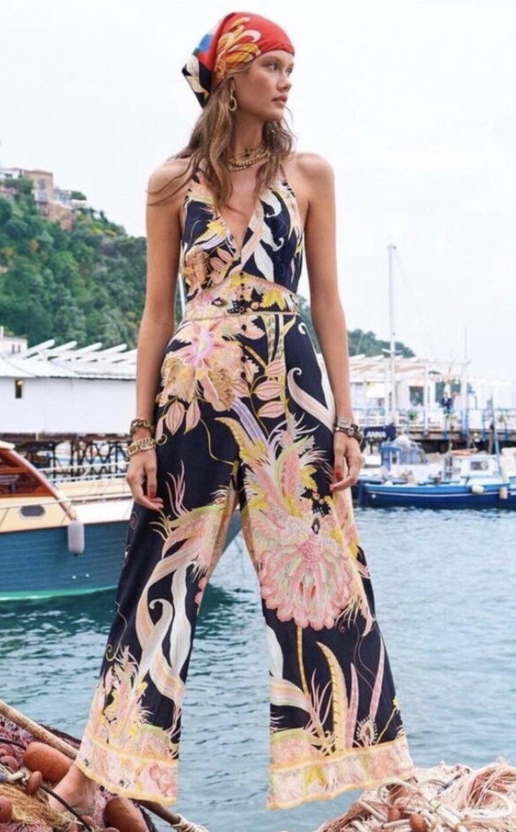 Camilla New Sz S 8-10 LADY OF THE MOON Halterneck Jumpsuit w/Neck Tie NWT  $799