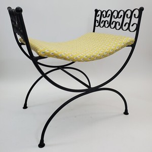 Mid Century Arthur Umanoff Granada Group Wrought Iron Princess Vanity Bench