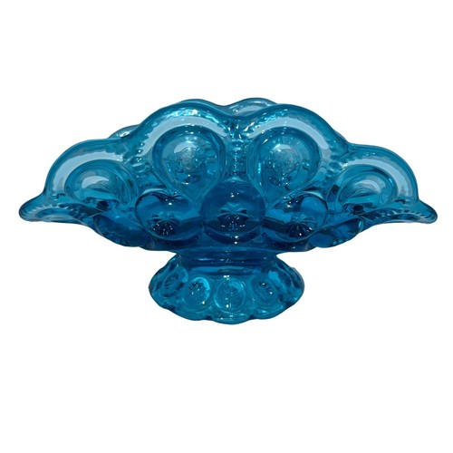 Vintage L E Smith Aqua Blue Moon and Stars Glass Banana Boat - Picture 5 of 7