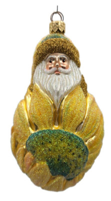 Patricia Breen Sunflower Santa Claus Yellow Floral Spring Christmas Ornament