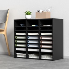 VEVOR Organisateur de Bureau en Bois Trieur de Documents Noir 24 Compartiments