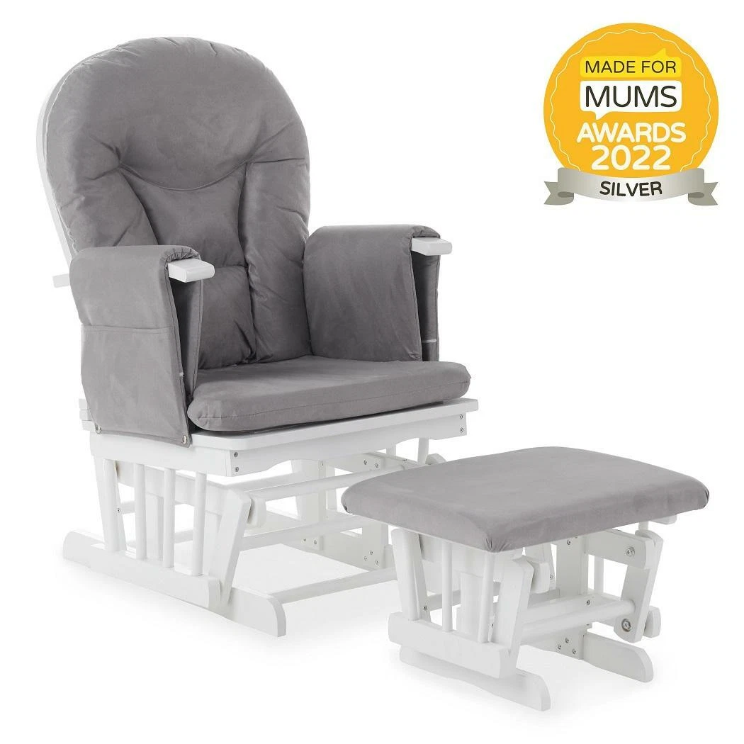 Obaby Reclining Glider Chair Stool White with Grey Nursing