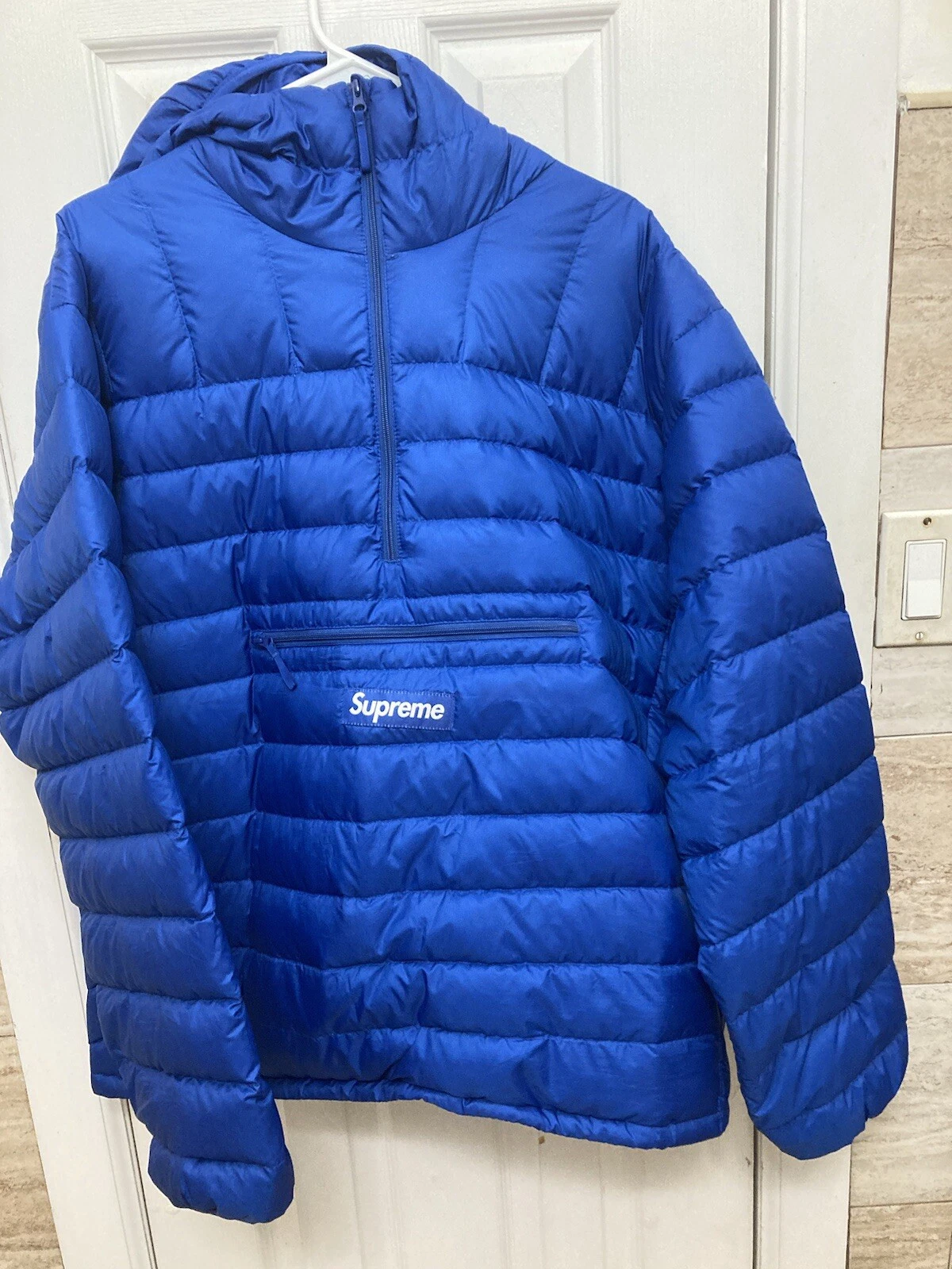 Pull à capuche demi zip Supreme bleu XL