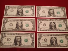 US $1 Dollar Bill Broken Ladder🪜 Fancy Serial Numbers With A Repeat Digits 