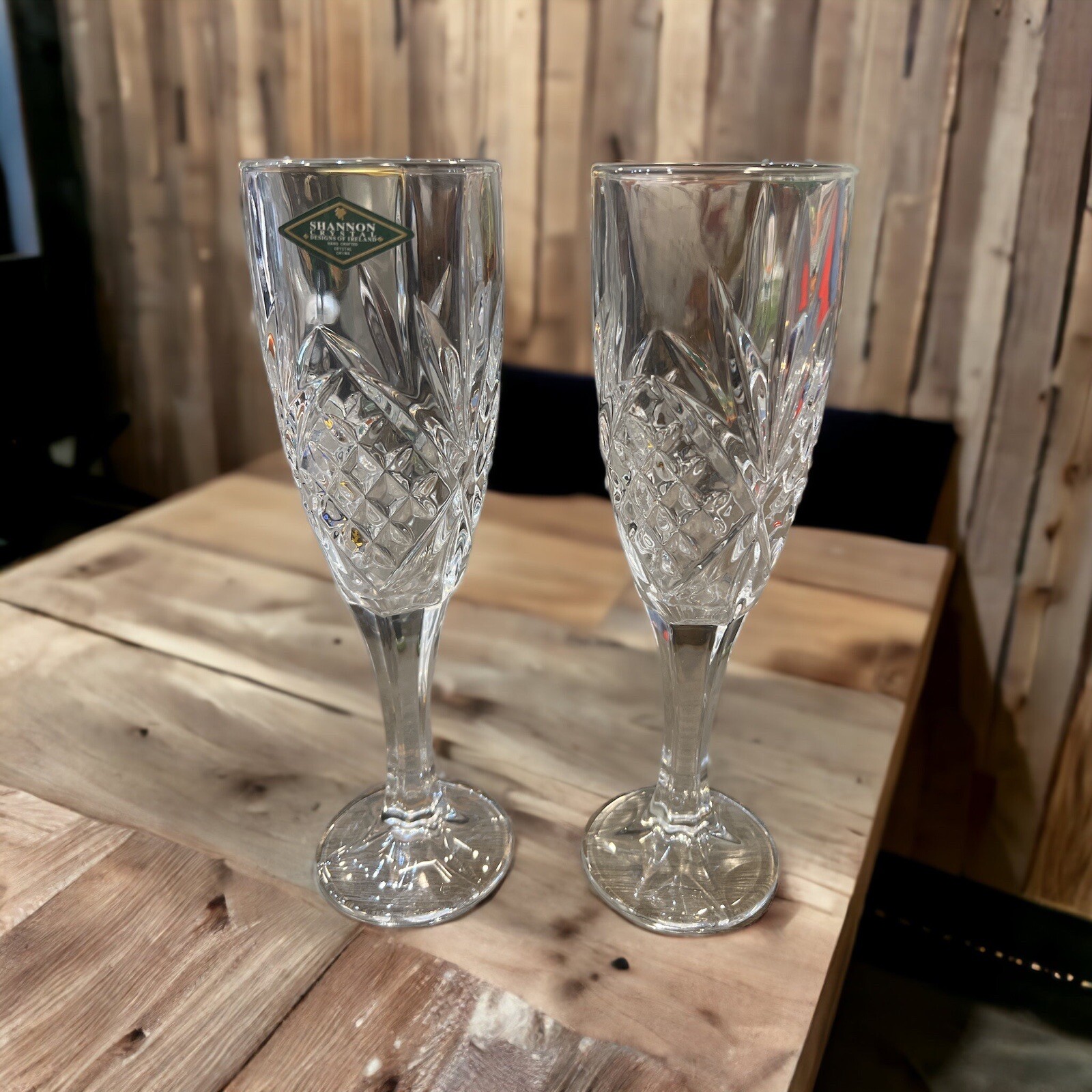 SET OF 2 SHANNON CRYSTAL CHAMPAGNE FLUTES DUBLIN HOLDS 8.75 INCHES HOLDS 6 OZS eBay