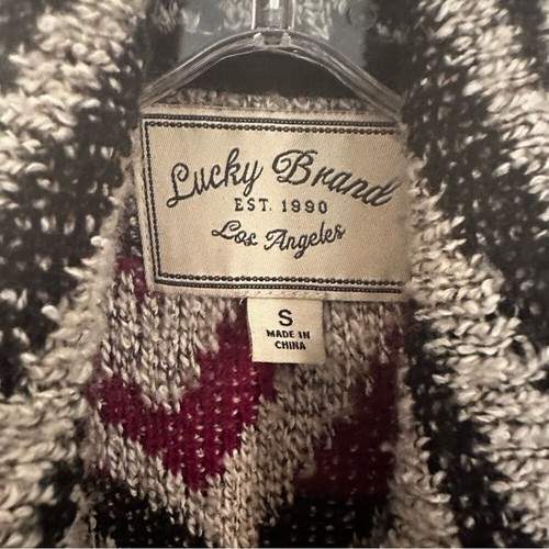 Cárdigan para mujer Lucky Brand Intarsia Open Waterfall pequeño suéter boho occidental - Imagen 10 de 12