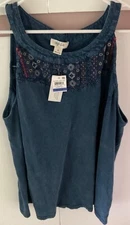 Style & Co Cotton Embroidered Racer Back