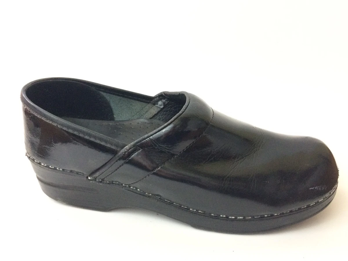 Black patent leather nursing shoes sales